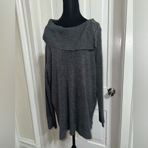 Gray Women's plus size 2X Sweater with Button Detail soft cute winter cold‎